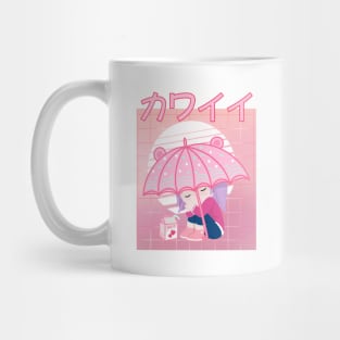 90s Japanese Kawaii Sad Girl Pink Japanese Strawberry Milk Mug